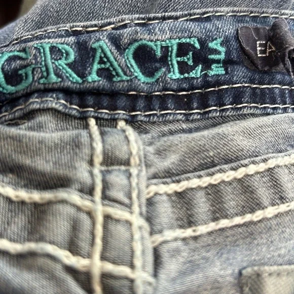 Grace in LA Women Bootcut Jeans 33 Easy Fit Embroidered Sequin Western Southwest - Picture 10 of 13